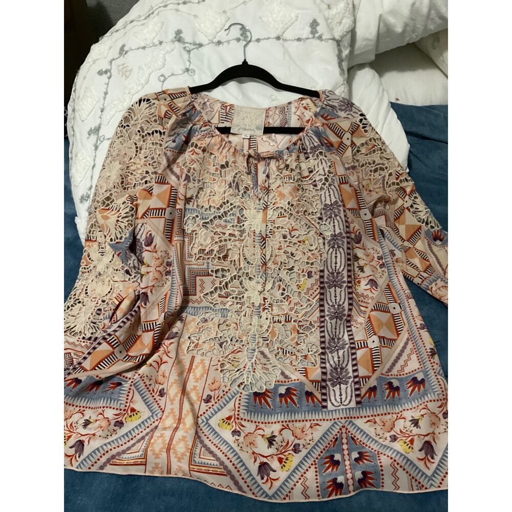 Johnny Was embroidered silk blouse , great condition
